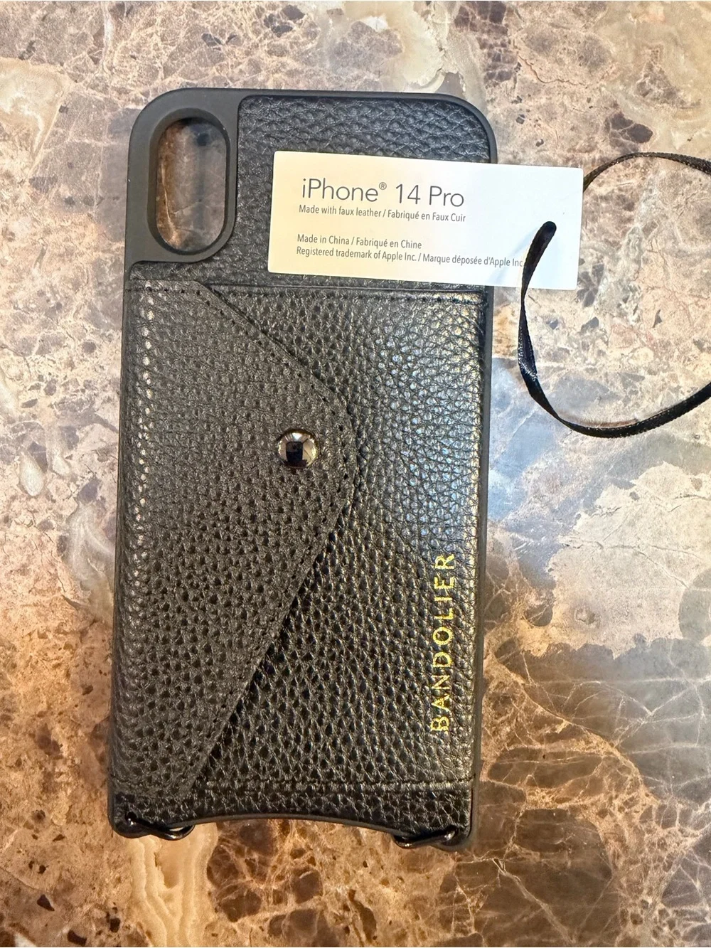 Bandolier Black Leather Crossbody iPhone Case
